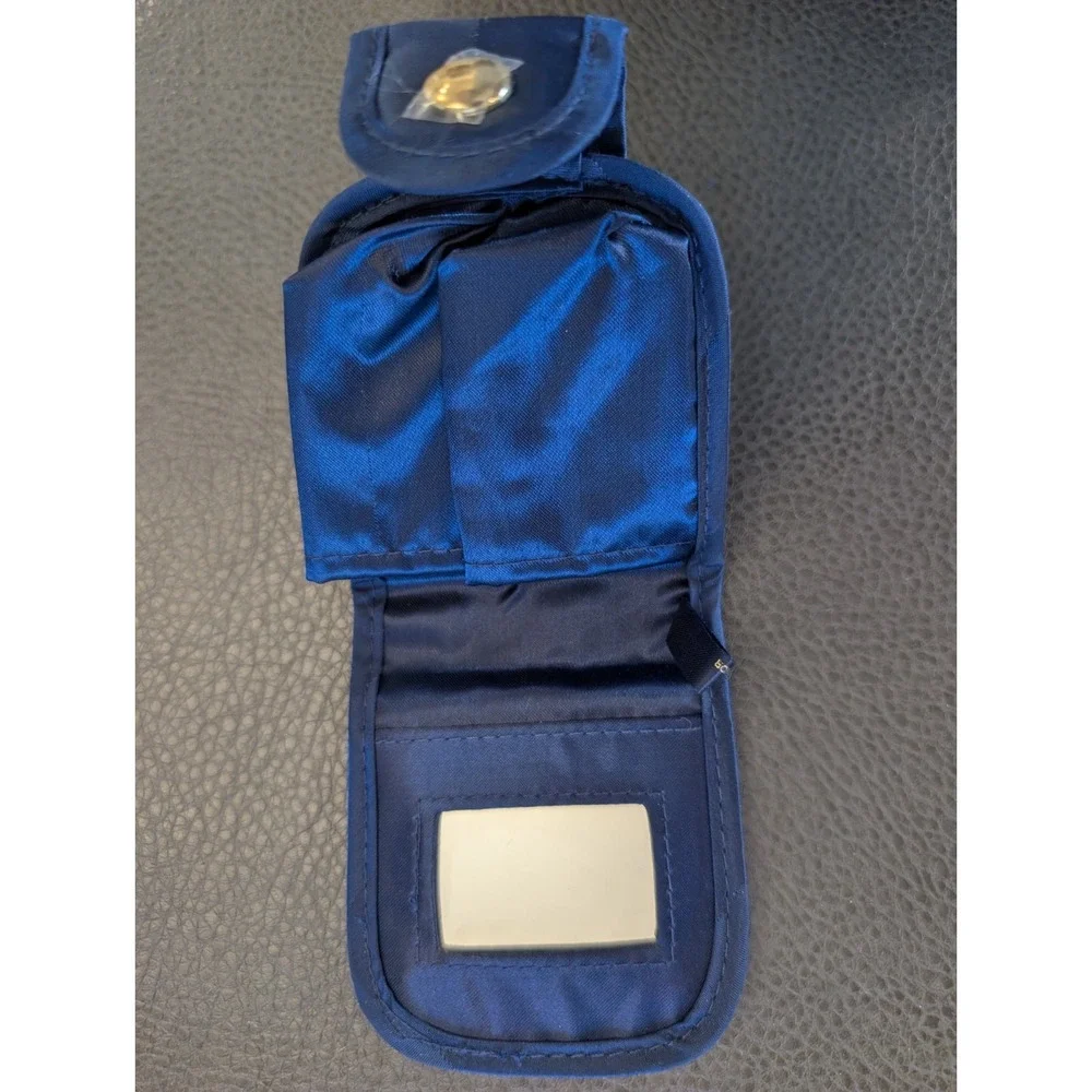 CHRISTIAN DIOR Parfums Striped Navy Blue Cosmetic Travel Bag Set Makeup Pouch